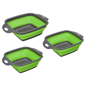 Unique Bargains Collapsible Colander Set Silicone Square Foldable Strainer Suitable for Pasta Veggies Fruits - 1 of 4