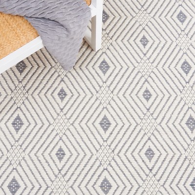 Ivory and Grey Hand Woven Wool Area Rug