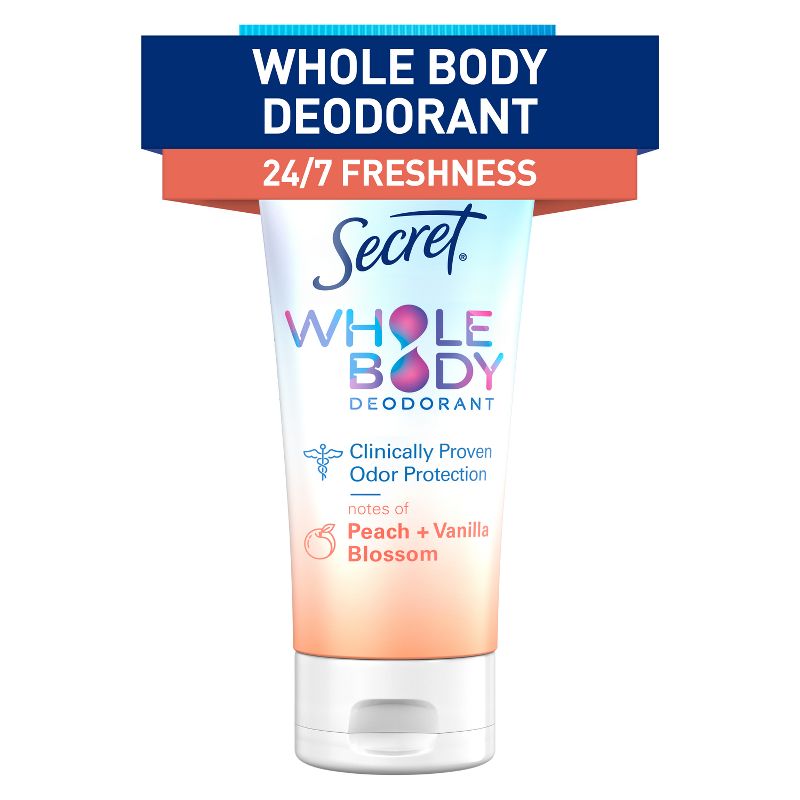 Secret Whole Body Aluminum Free Deodorant Clear Cream - Peach &#38; Vanilla - 3.0oz, 1 of 15