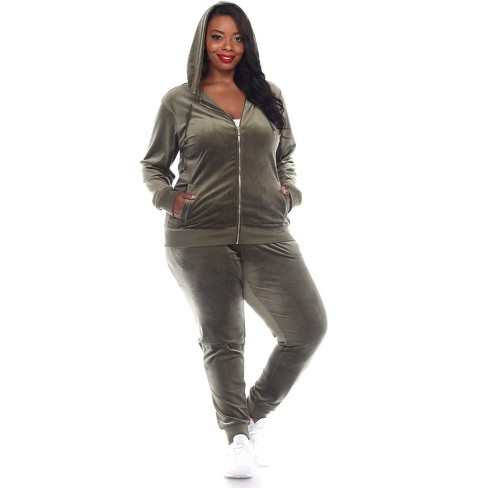 Women's Plus Size 2 Piece Velour Tracksuit Set Blue 3x - White Mark : Target