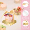 50 Pcs Clear Individual Cupcake Boxes 3.5 Inch with Inserts and Ribbon, Single Cake Storage Holders - 3 of 4