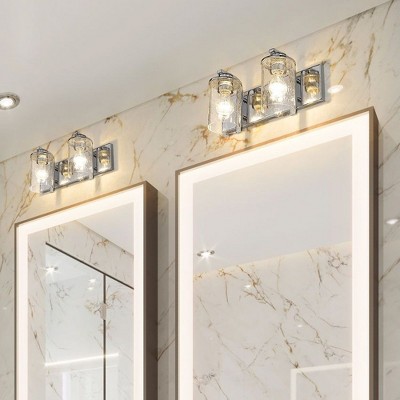 Beckett Contemporary Chrome 2-Light Vanity with Clear Seedy Glass
