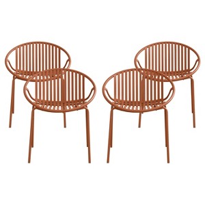 Christopher Knight Home Outdoor Modern Stackable Polypropylene and Iron Dining Chair (Set of 4) - 1 of 4