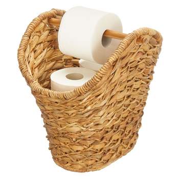 mDesign Water Hyacinth Toilet Paper Dispenser Basket for Bathroom, Natural/Tan
