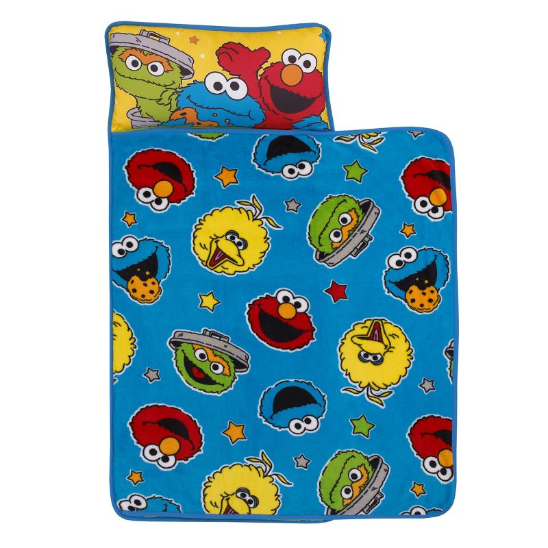 Sesame Street Come and Play Blue, Green, Red and Yellow, Elmo, Big Bird, Cookie Monster, and Oscar the Grouch Toddler Nap Mat, 1 of 8