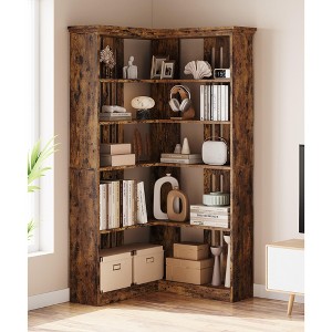 Garvee Corner Bookshelf 72.8 in L-shaped Bookcase Large Farmhouse Bookshelf - 1 of 4