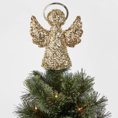 7.5in Unlit Sequined Angel Tree Topper Gold - Wondershop™