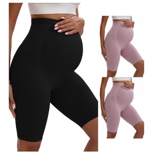 INSPIRE CHIC 3 Packs Women's Maternity High Waist Soft Belly Support Butt Lifters Thigh Slimmers - 1 of 4