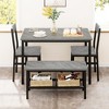 Dining Table Set for 4, Modern Kitchen Table with Chairs and Bench for Small Space, 4-Person Dining Room Table Set with Metal Frame and Storage Rack - 4 of 4