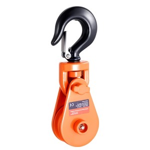 VEVOR 2 Ton Snatch Block with Swivel Hook, 3" Sheave 3/8" Inch Wire Rope,Heavy Duty Snatch Block Pulley 4400 lbs for Towing and Recovery,Orange&Black - 1 of 4