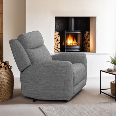 Royal Hampton Manual Recliner Chair, Contour Armrests, Solid Wood, Gray Polyester