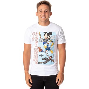 Seven Times Six Kingdom Hearts Video Game Men's Kanji Mickey Donald Sora T-Shirt White - 1 of 4