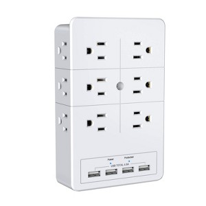 Itopfox Multi Plug Outlet Surge Protector with 12 Electrical Outlets & 4 USB Charging Ports, Wall Plug Expander for Room, Office, Gaming - 1 of 4