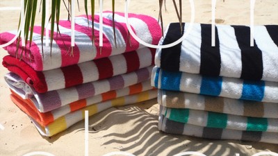 Arkwright Oversized California Beach Towels - (Pack of 4) Absorbent, Quick Drying, Ringspun Cotton Pool Towel, 30 x 70 in, 2 of 8, play video