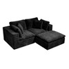 Dexmalle No Assembly Required Corduroy Upholstered Modular Sectional Sofa with Ottoman,Black - 2 of 4