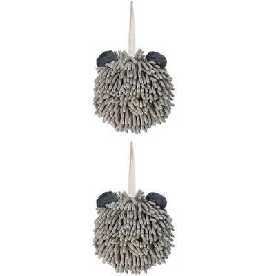 REGALWOVEN Soft Absorbent Chenille Decorative Hanging Ball Hand Towels 2 Pcs