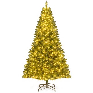 Costway 5/6/7 FT Artificial Christmas Tree with 510/814/990 Branch Tips, 400/700/1000 Warm White LED Lights - 1 of 4