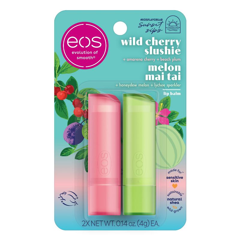 eos Lip Balm Sticks - Wild Cherry Slushie + Melon Mai Tai - 2pk, 1 of 8