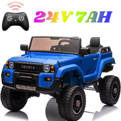 Licensed Toyota Land Cruiser 24V Ride-On Car for Kids, 2 Seater Electric Truck with Remote Control, 2WD/4WD Ride on Toys with Music, LED Lights