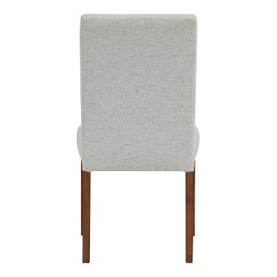 Slate Gray Linen Upholstered Parsons Side Chair Set with Wood Legs