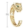 14K Gold-Plated Open Cuff Bangle Bracelet with Emerald Cubic Zirconia Jaguar Detail, featuring an elegant design with a touch of exotic flair. - 3 of 3