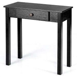 Costway Console Table with Drawer Entryway Hallway Accent Wooden Table Black - 1 of 4