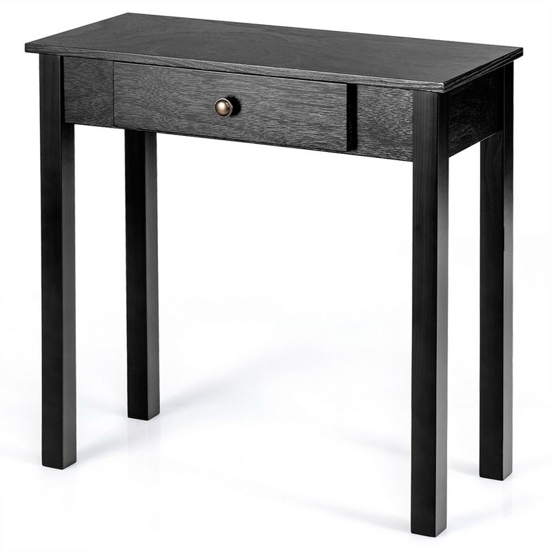 Costway Console Table with Drawer Entryway Hallway Accent Wooden Table Black, 1 of 11