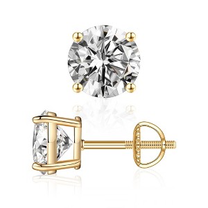 Turandoss 0.2-4ct Moissanite Screw Back Earrings, Round D Color VVS1 Clarity Conflict Free Lab Created Moissanite Stud Earrings - 1 of 4