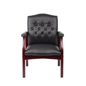 TiramisuBest Leather Reception Guest Chair,Ergonomic Mid-Back Executive Side Chair with Padded Seat for Office, Meeting, or Waiting, Black - 1 of 4
