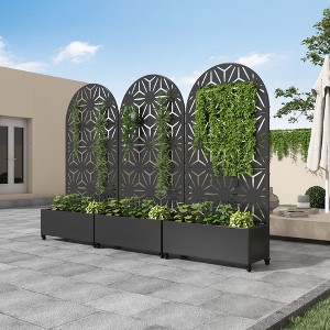 Black Wrought Iron Arch Planter Box with Climbing Rack (Star Shape ) - 1 of 3