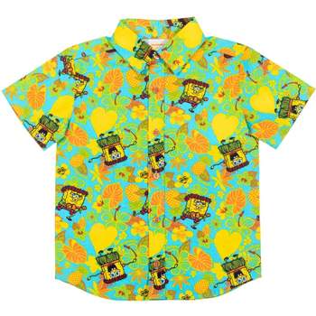 Teenage Mutant Ninja Turtles Leonardo Michelangelo Raphael Big Boys  Hawaiian Button Down Shirt Blue 18-20