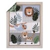 NoJo Jungle Paradise Green, Gray, and Tan Lion, Sloth, and Leopard Palm Leaf 4 Piece Nursery Crib Bedding Set - 2 of 4
