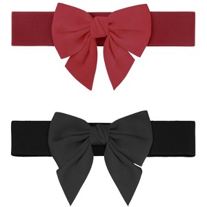 INSPIRE CHIC Women's Decoration Elastic Wide Stretch Bowknot Versatile Fashion Dress Waistband 2 Pcs - 1 of 4