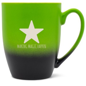 Elanze Designs Making Magic Happen 12 Ounce Ceramic Laser-Etched Engraved Drinkware Mug, Green and Black Ombre - 1 of 4