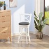 HOMCOM Traditional Bar Stool, 31 Inch Seat Height Barstool, Swivel PU Leather Upholstered Chair, with Cross Back and Rubberwood Frame, Set of 2, White - 2 of 4
