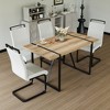 NicBex Dining Table Set for 4 Modern Dining Table with Wooden Tabletop, Geometric Legs and 4 PU Chairs for Kitchen - 3 of 4