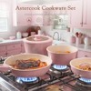 Aoibox 21-Piece Nonstick Ceramic Cookware Set with Detachable Handles, Oven & Induction Safe, Stackable for RV Kitchen, Pink - 2 of 4