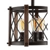 14" 3-Light LED Adjustable Iron Ferme Rustic Farmhouse Pendant Brown - JONATHAN Y: Industrial Entryway, Ceiling Fixture - 3 of 3
