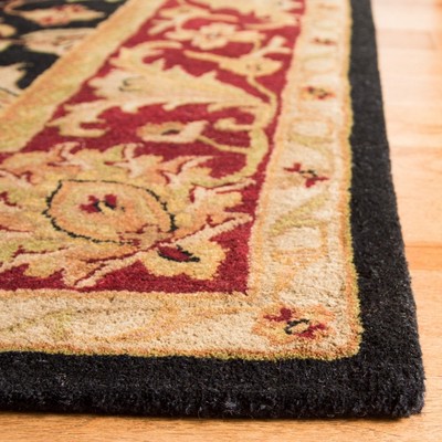 Regal Elegance Hand-Tufted Wool Area Rug in Black and Burgundy, 7'6" x 9'6"
