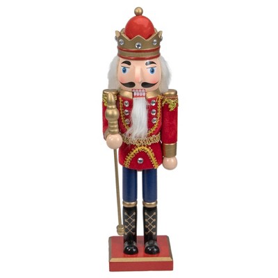 Northlight 14" Red and Gold Traditional Christmas Nutcracker King with Scepter Tabletop Figurine