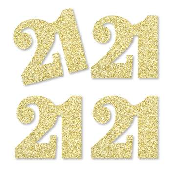 Big Dot of Happiness Gold Glitter 21 - No-Mess Real Gold Glitter Cut-Out Numbers - 21st Birthday Party Confetti - Set of 24
