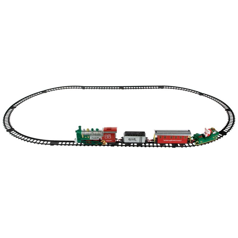 Northlight 16 Pc Silver and Red Battery Operated Lighted and Animated Christmas Holiday Train Set with Sound, 1 of 5
