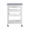 Syemin Kitchen Carts and Islands Kitchen Island with Storage Mobile Rolling Kitchen Island Trolley Serving Cart Table, White, 22.76"*15.75"*33.35" - 3 of 4