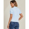 INSPIRE CHIC Women's Vintage Bow Tie Solid Peter Pan Collar Office Button Up Shirt - 4 of 4