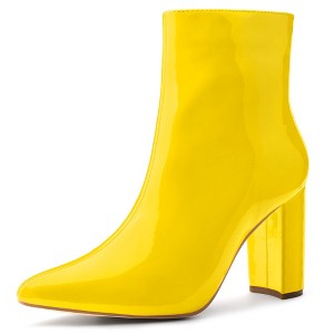 Allegra K Women's Halloween Pointed Toe Zip Chunky Heels Ankle Boots - 1 of 4