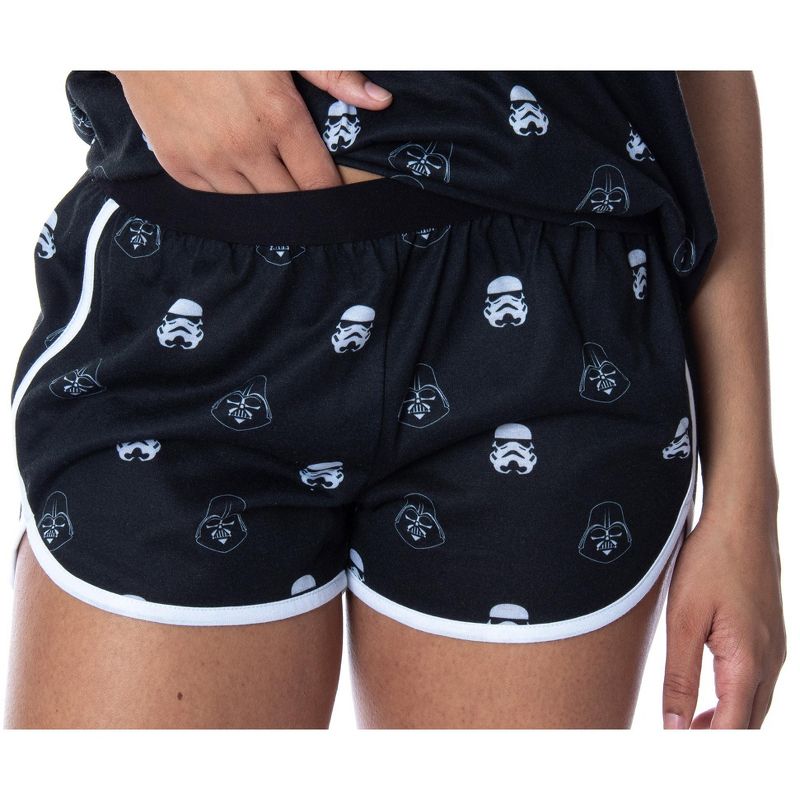 Star Wars Women's Darth Vader and Trooper Heads Shirt and Shorts Pajama Set Black, 4 of 6