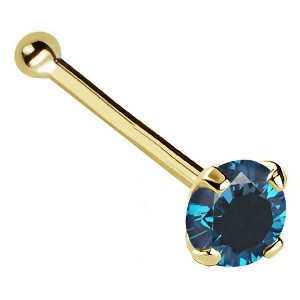 Jewelry Avalanche 22G 14K Gold Ball-end Nose Stud with Blue Diamond - 1 of 3