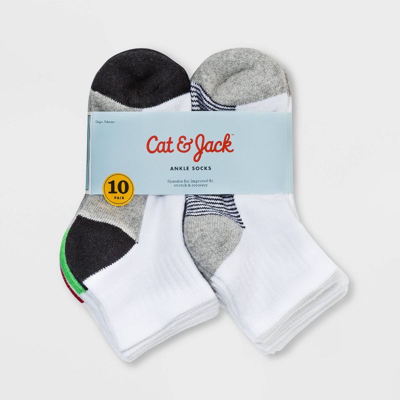 Boys' 10pk Ankle Socks - Cat & Jack™, 2 of 5