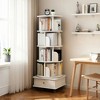LIVAREEmlen 5 Tier Rotating Bookshelf,360° Display Round Spinning Bookshelf with Wheels, Space-Saving,Small Space Rotating Bookshelf Tower,White - 2 of 4