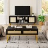 Rattan Coffee Table with 2 Drawers, 46 Inch Mid Century Modern Center Table with Metal Frame - 3 of 4